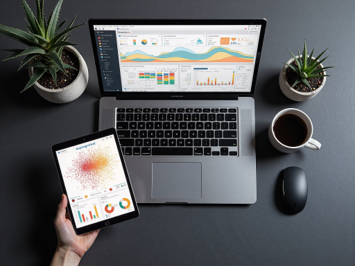 Professional analytics dashboard showing revenue metrics, traffic statistics, and performance charts for publisher monetization, comprehensive data visualization with blue theme